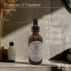 Hair & Beard Oil with Rosemary, Flaxseed & Coconut – 2oz Handmade Growth Oil